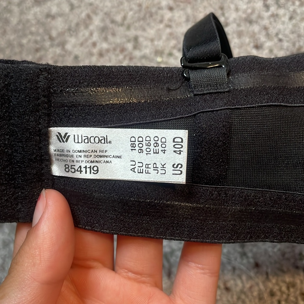 Wacoal Black Removable Straps Padded Bra Size 40D - Picture 4 of 5